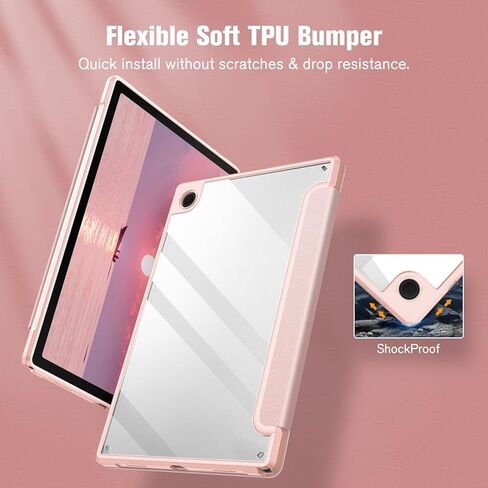 Fintie Hybrid Slim Case for Samsung Galaxy Tab A8 10.5 Inch 2022 Model (SM-X200/X205/X207), Shockproof Cover with Clear Transparent Back Shell, Auto Wake/Sleep, Black in Saudi Arabia