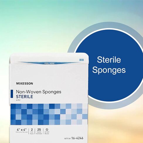 McKesson Non-Woven Sponges, Sterile, 6-Ply, Polyester/Rayon, 4 in x 4 in, 2 Per Pack, 25 Packs, 50 Total in Saudi Arabia