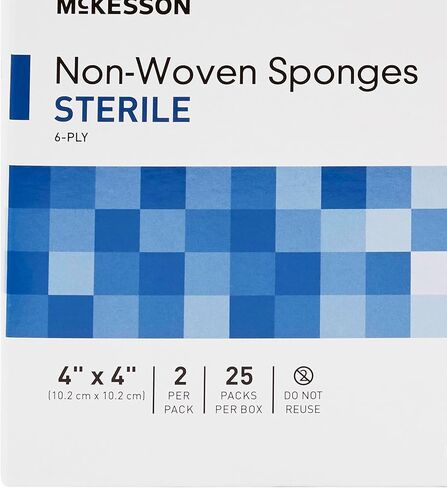 McKesson Non-Woven Sponges, Sterile, 6-Ply, Polyester/Rayon, 4 in x 4 in, 2 Per Pack, 25 Packs, 50 Total in Saudi Arabia