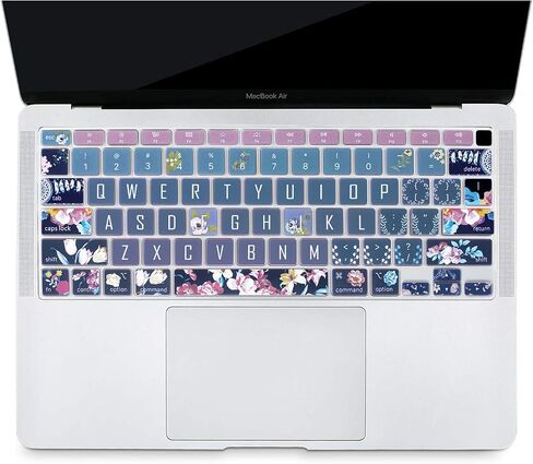 Keyboard Cover Protector for 2020 Apple MacBook Air 13.3 inch (Model: A2179, A2337 M1 Chip, US Layout) with Touch ID, Silicone Skin Keyboard Protector with Floral Design, Red Flower in Kuwait