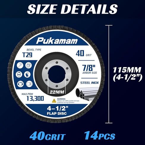 14 Pack Flap Discs 4 1/2 for Angle Grinder Grit 40 Type 29 Zirconia Grinding Wheel for Wood Metal Sanding in Kuwait