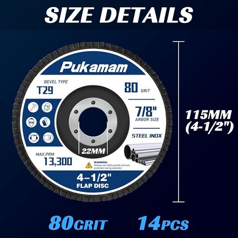 14 Pack Flap Discs 4 1/2 for Angle Grinder Grit 40 Type 29 Zirconia Grinding Wheel for Wood Metal Sanding in Kuwait