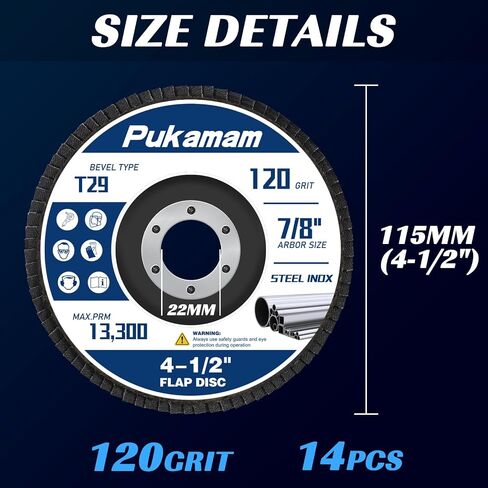 14 Pack Flap Discs 4 1/2 for Angle Grinder Grit 40 Type 29 Zirconia Grinding Wheel for Wood Metal Sanding in Kuwait