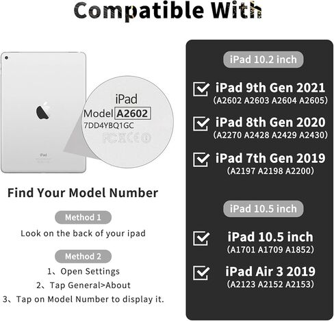 حافظة لوحة مفاتيح iPad الجيل التاسع الجديدة 10.2 بوصة 2021/(الجيل الثامن) 2020/(الجيل السابع) 2019، حافظة لوحة مفاتيح بإضاءة خلفية 7 ألوان لجهاز iPad 10.2 بوصة /iPad Air 3 10.5 بوصة (الجيل الثالث)/iPad Pro 10.5 بوصة مع حامل قلم رصاص( أرجواني) in Kuwait