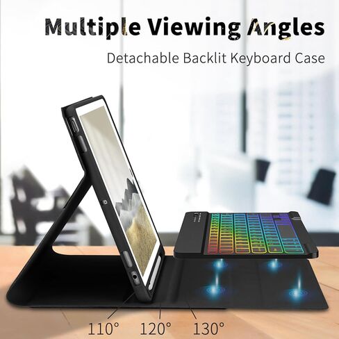 حافظة لوحة مفاتيح iPad الجيل التاسع الجديدة 10.2 بوصة 2021/(الجيل الثامن) 2020/(الجيل السابع) 2019، حافظة لوحة مفاتيح بإضاءة خلفية 7 ألوان لجهاز iPad 10.2 بوصة /iPad Air 3 10.5 بوصة (الجيل الثالث)/iPad Pro 10.5 بوصة مع حامل قلم رصاص( أرجواني) in Kuwait