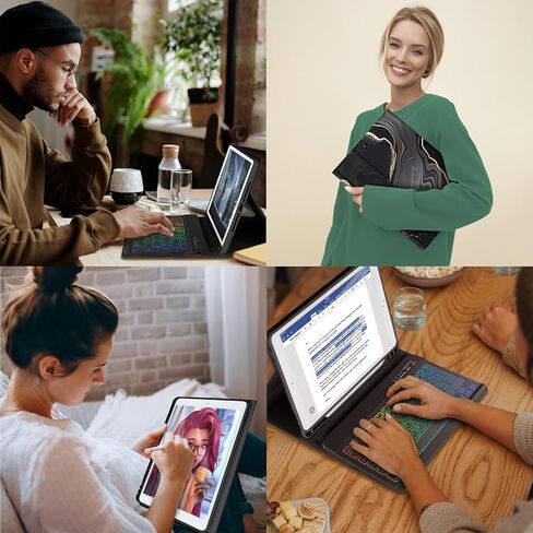 حافظة لوحة مفاتيح iPad الجيل التاسع الجديدة 10.2 بوصة 2021/(الجيل الثامن) 2020/(الجيل السابع) 2019، حافظة لوحة مفاتيح بإضاءة خلفية 7 ألوان لجهاز iPad 10.2 بوصة /iPad Air 3 10.5 بوصة (الجيل الثالث)/iPad Pro 10.5 بوصة مع حامل قلم رصاص( أرجواني) in Kuwait