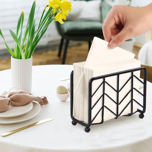 Napkin Holder for Table, Flat Napkin Dispenser Modern Metal Paper Napkins Holders for Home Kitchen Restaurant & Outdoor Dining (Black) in Saudi Arabia