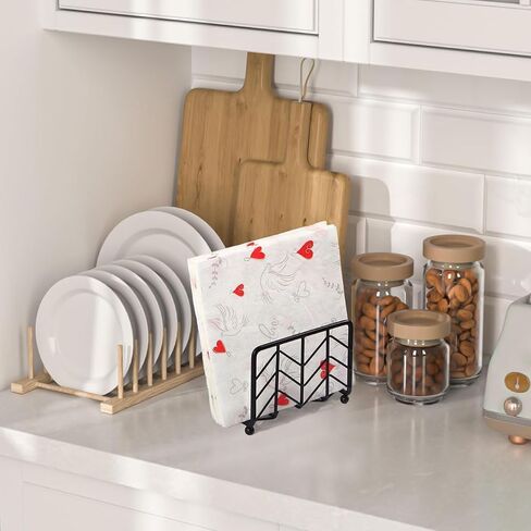 Napkin Holder for Table, Flat Napkin Dispenser Modern Metal Paper Napkins Holders for Home Kitchen Restaurant & Outdoor Dining (Black) in Saudi Arabia