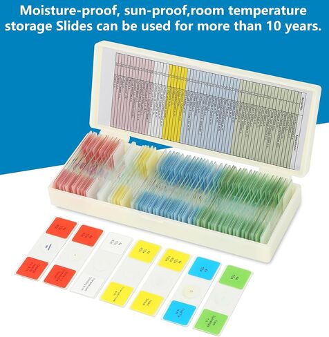 Microscope Slides for Kids Ages 8+, 60 Prepared Microscope Slides with Specimens of Animals Plants Microbe Cells and Tissue Anatomy, Customized Prepared Slides for 3rd-8th Grade Kids Students in Saudi Arabia