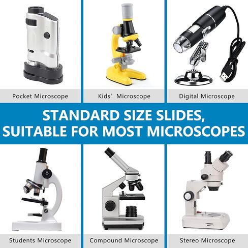 Microscope Slides for Kids Ages 8+, 60 Prepared Microscope Slides with Specimens of Animals Plants Microbe Cells and Tissue Anatomy, Customized Prepared Slides for 3rd-8th Grade Kids Students in Saudi Arabia