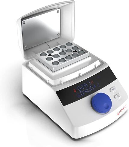 حاضنة حمام جافة رقمية صغيرة من FOUR E'S SCIENTIFIC مع غطاء تسخين، كتلة تسخين 15 × 1.5 مل، ما يصل إلى 5 برامج، درجة حرارة من 5 إلى 100 درجة مئوية، دقة ± 0.5 درجة مئوية in Kuwait