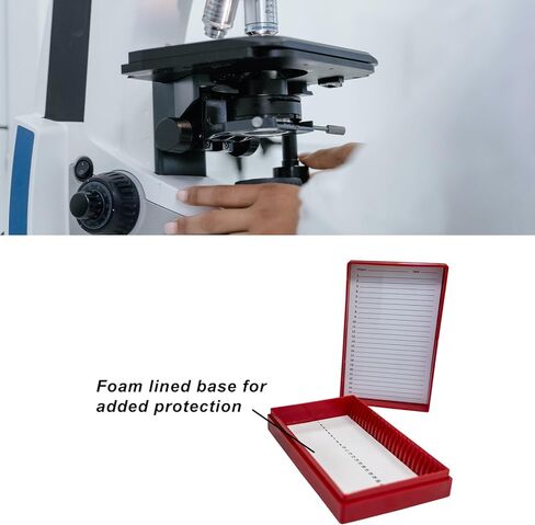 5PCS Microscope Slide Storage Box, 25-Place Plastic Microscope Slide Holder with Foam Liner for 25mm × 75mm Microslide, Assorted Colors in Kuwait