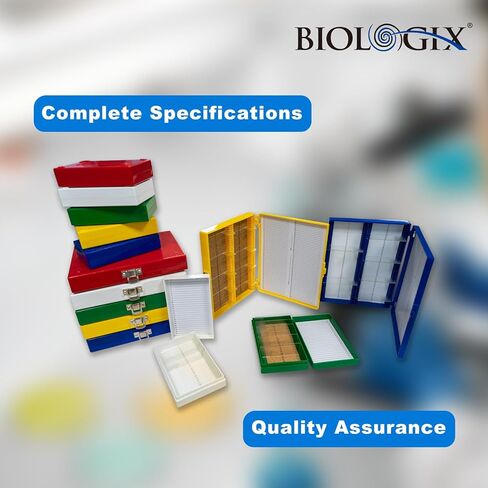 5PCS Microscope Slide Storage Box, 25-Place Plastic Microscope Slide Holder with Foam Liner for 25mm × 75mm Microslide, Assorted Colors in Kuwait