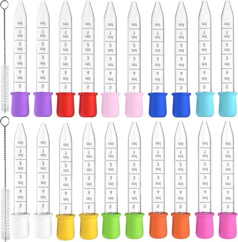 20 Pack 5ml Plastic Pipettes Dropper with Clean Brush Unbreakable Silicone Dropping Pipettes Great Suction for Feeding, Baking, Crafts Making - 10 Bright Color in Saudi Arabia
