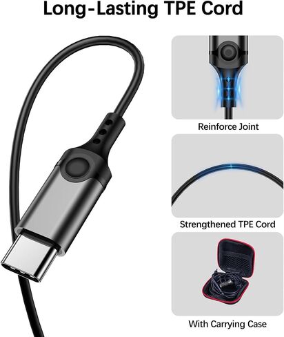 COOYA USB C سماعة رأس سلكية من النوع C لهاتف iPhone 15 Pro Max iPad Mini 6 سماعة أذن عزل الضوضاء المغناطيسية + ميكروفون لهاتف Samsung Galaxy S23 FE S22 Ultra S21 S20 A54 Flip5 4 A53 Pixel 8 7 Oneplus in Kuwait