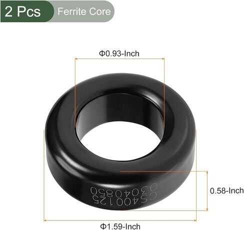 YOKIVE 2 Pcs Toroid Core, Ferrite Chokes Ring Iron Powder Inductor Ferrite Rings, Good for Power Transformers (Black, 33.7mm x 19.3mm x 11.3mm) in Saudi Arabia