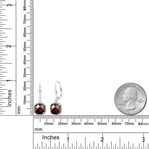 Gem Stone King 925 Sterling Silver Black Onyx Earrings For Women (4.22 Cttw, Gemstone Birthstone, Cushion Checkerboard Cut 8MM) in Kuwait