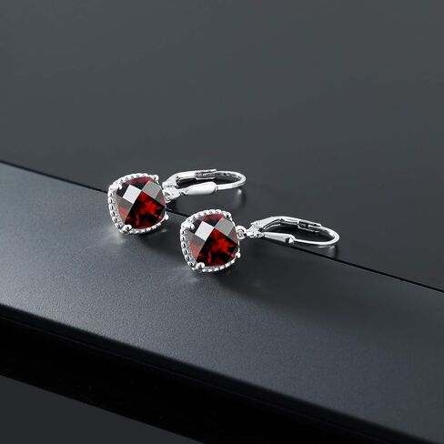Gem Stone King 925 Sterling Silver Black Onyx Earrings For Women (4.22 Cttw, Gemstone Birthstone, Cushion Checkerboard Cut 8MM) in Kuwait
