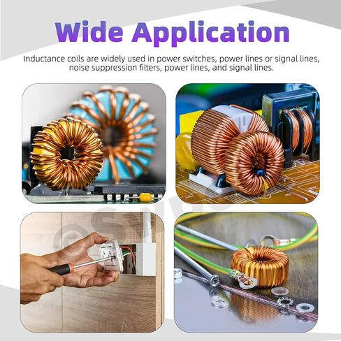 Swpeet 20Pcs 5 Sizes 22UH-10A 50UH-5A 100UH-6A 220UH-5A 330UH-3A Toroid Magnetic Core Inductor Copper Wire Wind Wound Assortment Kit, Inductance Coil Perfect for Transformers DIY Circuit Board in Saudi Arabia