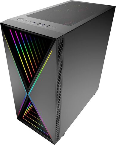 Bgears b-BlackWidow-RGB Black Gaming PC ATX case, Special Ripple effect Front Panel, Tempered Glass side. 2 x USB3.0, 3 x PWM 120mm ARGB Fans, Fan Controller with Remote, Support up to EATX board in Saudi Arabia