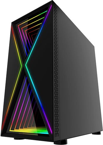 Bgears b-BlackWidow-RGB Black Gaming PC ATX case, Special Ripple effect Front Panel, Tempered Glass side. 2 x USB3.0, 3 x PWM 120mm ARGB Fans, Fan Controller with Remote, Support up to EATX board in Saudi Arabia