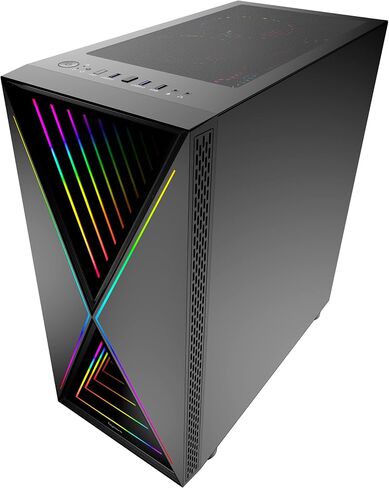 Bgears b-BlackWidow-RGB Black Gaming PC ATX case, Special Ripple effect Front Panel, Tempered Glass side. 2 x USB3.0, 3 x PWM 120mm ARGB Fans, Fan Controller with Remote, Support up to EATX board in Saudi Arabia