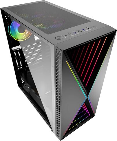 Bgears b-BlackWidow-RGB Black Gaming PC ATX case, Special Ripple effect Front Panel, Tempered Glass side. 2 x USB3.0, 3 x PWM 120mm ARGB Fans, Fan Controller with Remote, Support up to EATX board in Saudi Arabia