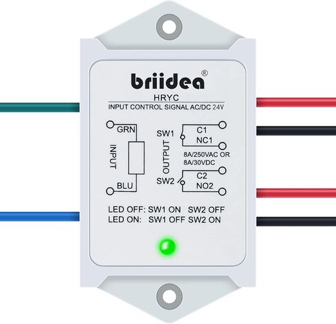 DPST 1NO 1NC 8Amp وحدة تتابع الطاقة، Briidea 24V AC/DC جهد التحكم في مرحل الطاقة، أبيض in Kuwait