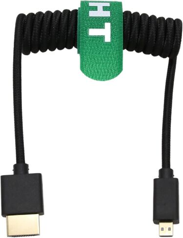 Micro HDMI to HDMI 4K 8K 60p Cable for Sony A6500 A7III A7C ZV-E10 Canon R5 R7 GH4 X-T4 Z50 ATOMOS Ninja V Feelworld Camera Monitor Type A D HDMI 2.1 Blue Braided Coiled 30cm in Kuwait