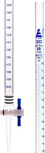 EISCO سحاحة أكريليك 50 مل، 5/PK - فئة B - 0.1 مل تخرج أزرق - مع محبس مفتاح PTFE in Saudi Arabia