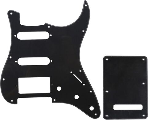 Musiclily HSS 11 Holes Strat Electric Guitar Pickguard and BackPlate Set for Fender US/Mexico Made Standard Stratocaster Modern Style Guitar Parts,3Ply Black in Saudi Arabia