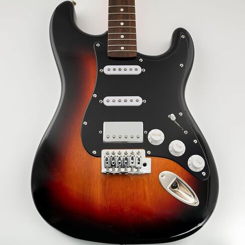 Musiclily HSS 11 Holes Strat Electric Guitar Pickguard and BackPlate Set for Fender US/Mexico Made Standard Stratocaster Modern Style Guitar Parts,3Ply Black in Saudi Arabia