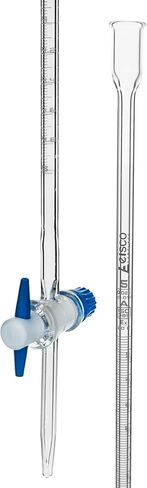 EISCO Micro Burette، 5 مل - ASTM، الفئة A، دقة ± 0.01 مل - زجاج البورسليكات - محبس PTFE ذو التجويف المستقيم - 0.02 مل تخرج أبيض in Saudi Arabia