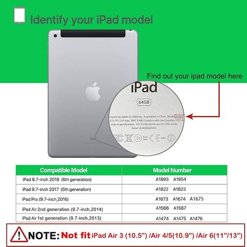 حافظة SUPLIK للأطفال لجهاز iPad الجيل الخامس/السادس (9.7 بوصة، 2017/2018)، حافظة iPad Air 2/1 & Pro 9.7 مع واقي شاشة، غطاء حماية متين مع حامل مقبض لجهاز Apple iPad 5/6 Gen، وردي in Kuwait