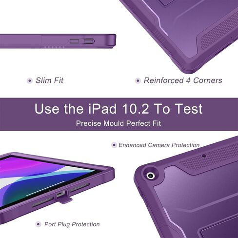 حافظة Soke لجهاز iPad الجيل التاسع/الثامن/السابع مقاس 10.2 بوصة (إصدار 2021/2020/2019)، غطاء واقٍ متين مقاوم للصدمات مع مسند مدمج لجهاز Apple iPad 10.2 بوصة - أزرق داكن in Kuwait