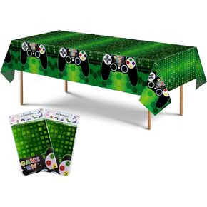 WERNNSAI Video Game Table Covers - 2 PCS 108'' x 54'' Disposable Printed Plastic Tablecloth, Party Supplies for Kids Player Geek Game Themed Party Decoration in Kuwait