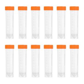 PATIKIL 50ML Plastic Centrifuge Tubes, 25 Pcs Self Standing Test Tube Container with Leak-Proof Screw Caps and Graduated Marks for Laboratory Liquid, Orange