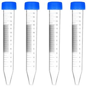 stonylab Micro Centrifuge Tubes, 15ml Polypropylene Graduated Clear Plastic Centrifuge Vials with Flat-Top Snap Cap, Pack of 50 (15 ml, 50 Packs)