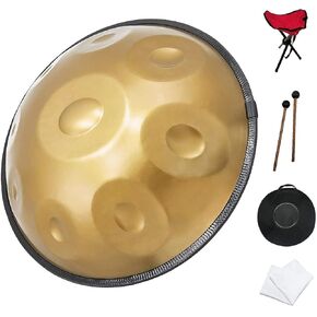 GLADFRESIT 432hz Handpan Drum 9 notes 22inch "Purple Performer" in D Kurd Minor with handpan stand, handpan case, durable mallets and dust-free cloth