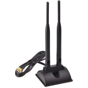 TECHTOO WiFi Antenna Dual Band 2.4GHz - 5.8GHz with RP-SMA Connector Treble Antenna Magnetic Base for Wireless Network Router - USB Adapter - PCI PCIe Cards - Signal Booster - Wireless Range Extender
