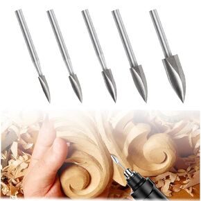 مجموعة 5 قطع من رؤوس مثقاب نحت الخشب لأداة دوارة Dre-me-l، أدوات نحت الخشب، أداة طحن الحرف الخشبية العالمية 1/8 بوصة لحفر الحفر والنحت الصغير in Kuwait