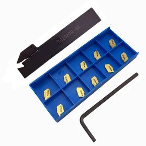 1pcs 3/4"*ZQ1616-2 Indexable Lathe Grooving Parting Holder Indexable Lathe Slotting Right -Hand Cutting Tool with10pcs SP200 Carbide Inserts