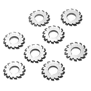 Involute Gear Milling Cutter, Dp16 PA14-1/2 Bore 22 No. 1-8 Involute Gear Cutters for Milling Machine High Speed Steel Cutting Tools 8pcs