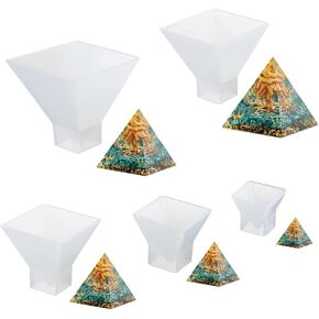 Mayitr 1pc Super Pyramid Silicone Mould Resin Craft Jewelry Crystal Mold Large Pyramid Resin Casting Silicone Jewelry Molds for Paperweight for Home Decoration Office Desk,15.7cm/6 inch +Plastic Frame