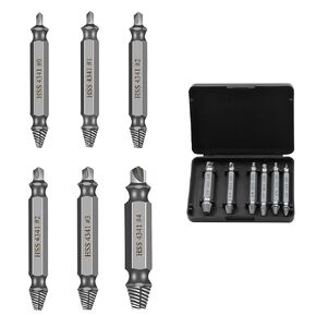 6PC Damaged Screw Extractor Set,Upgrade-Gifts for Men,High Speed Steel for Easy Removal of Rusty & Broken Hardware, Remover for Stripped Head Screws Nuts & Bolts Drill Bit Tools,Father's Day Gifts