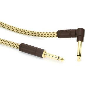 Fender Deluxe Series Coiled Instrument Cable, Straight/Angle, Tweed, 30ft