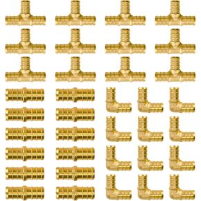 Pex Fittings 1/2 Inch, 36 PCS SUNGATOR 1/2 Inch Pex Fittings Set, 12 Each PEX Elbow Tee Coupling, 1/2" Pex Fittings For Pex Pipe, No Lead Brass, ASTM F1807