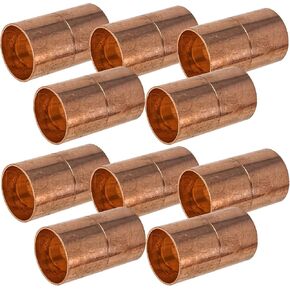 10-Pack 1/2-Inch Copper Coupling with Stop, C x C Sweat Connection, Certified Safe (CWCR0012-10P)