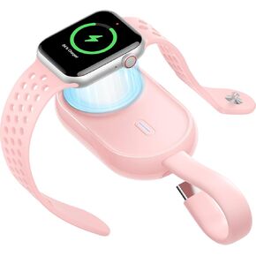 Charmast Portable Charger for Apple Watch, 1200mAh Wireless iWatch Charger Power Bank Built in Recharging Cable Travel Accessories Compatible with Apple Watch Series 9/8/SE/UItra/7/6/5/4/3/2/1