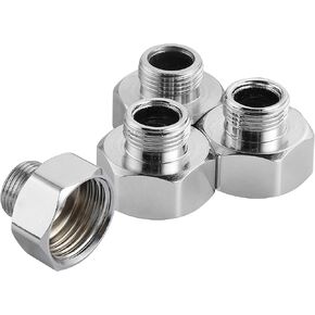 Water Line Adapter, 4 PCS Pipe Fittings in 1/2" Female to 3/8" Male Reducer Adapter, Compression Fitting for Kitchen Bathroom Faucet Supply Hose, Stop Valve Adapter, Pipe Connector With Rubber Washer